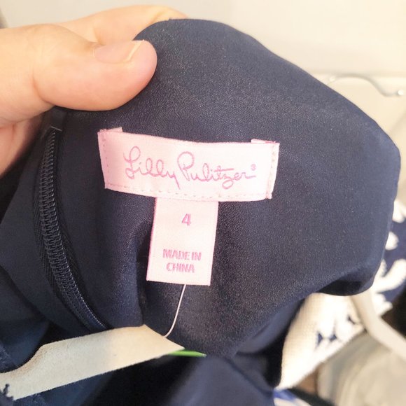 Lilly Pulitzer Coral Gabby Sleeveless Shift Dress True Navy White 4 NWT - Picture 5 of 15